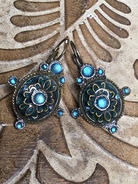 Blue Floral Drop Earrings - Brand: